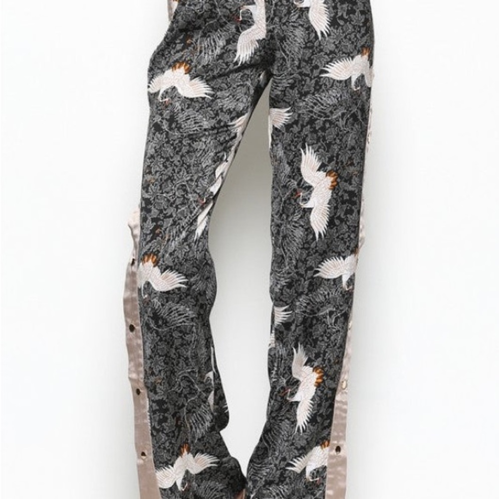 Elegant Crane Print Pants